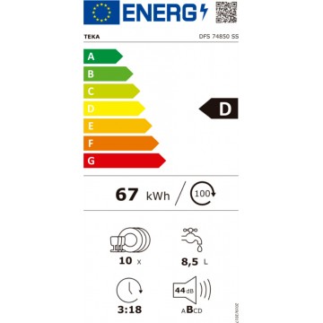 Teka DFS 74850 Ελεύθερο Πλυντήριο Πιάτων για 10 Σερβίτσια Π44.8xY84.5εκ. Inox